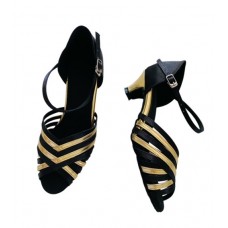 ANGIE BLACK/GOLD -  1.5 INCH HEEL